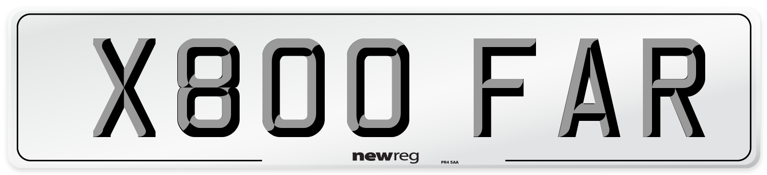 X800 FAR Number Plate from New Reg